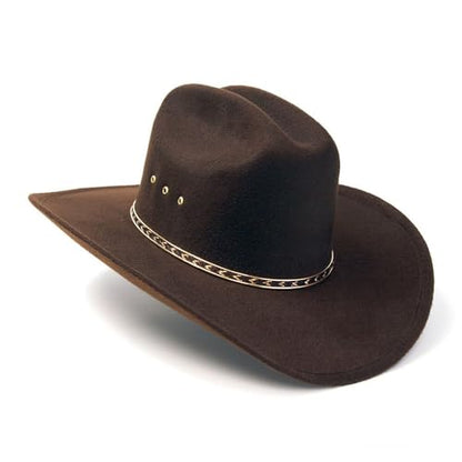 Western Express Felt Finish Cowboy Hat - Cattleman Style with Gold Hat Band | Cowboy & Cowgirl Hats for Men and Women - color: Brown, size: 6 5/8