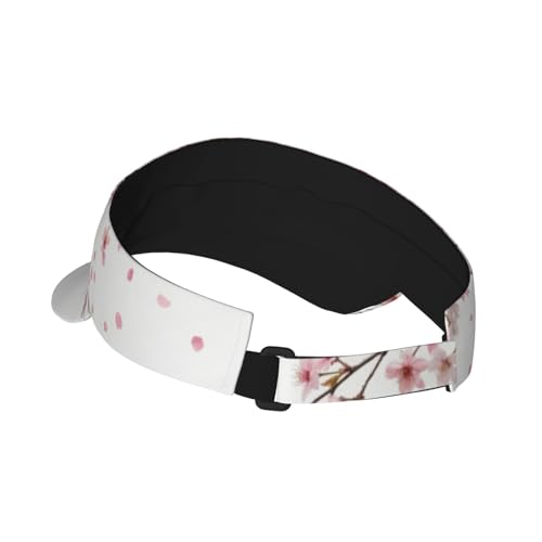 Unisex Sports Sun Visor Hats Adjustable Lightweight Packable Printed Empty Top Cap for Running Pickleball Golf Tennis - color: Pink Cherry Blossoms