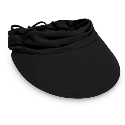 Wallaroo Hat Company Women's Aqua Sun Visor – UV Sun Protection, Water Friendly, Packable Design, Adjustable - color: Black