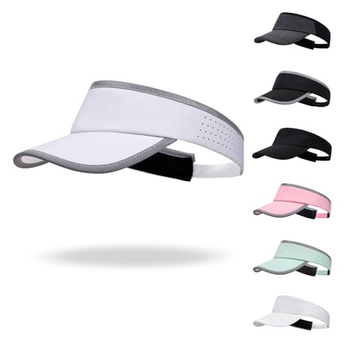 Reflective Brim Quick Dry Lightweight Visor Hat - color: White & Light Gray