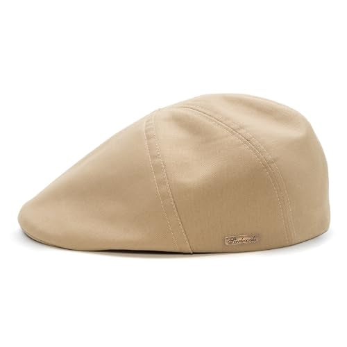 Sterkowski Ivy Five Newsboy | 100% Softened Cotton Flat Cap for Men | Breathable Airy 5 Panels Cap Without Lining - color: Beige, size: 7 3/4