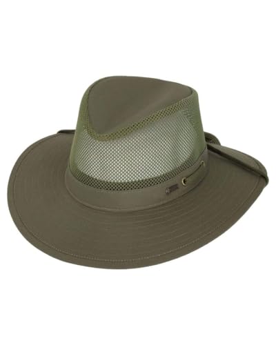 Outback Trading Company Men's 14726 River Guide Ii Canvas Breathable Moisture Wicking UPF 50 Outdoor Hat with 4" Mesh Crown - color: Olive Green, size: Small