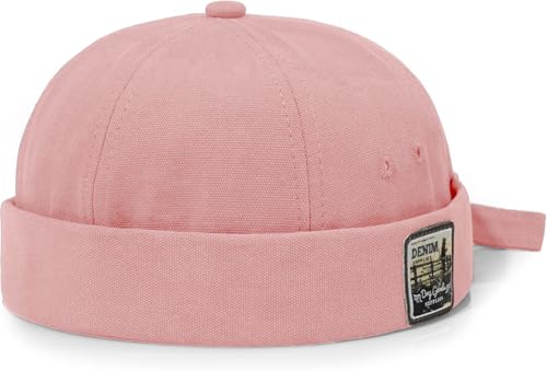 Glamorstar Dome Brimless Hats for Women Men Sailor Docker Beanie Cap Hip Hop Hats - color: Pink D