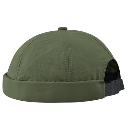 Clakllie Quick Dry Brimless Docker Cap for Men Summer Beanie Sailor Skullcap Lightweight Waterproof Adjustable No Brim Hat - color: S-ct81-army Green
