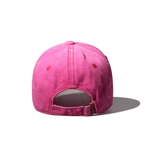 Classic Vintage Distressed Baseball Cap, Washed Cotton, Adjustable Fit - color: C-rose Red