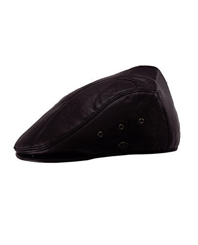 NYFASHION101 Men's Classic Smooth Faux Leather Duck Bill Ivy Newsboy Cap
