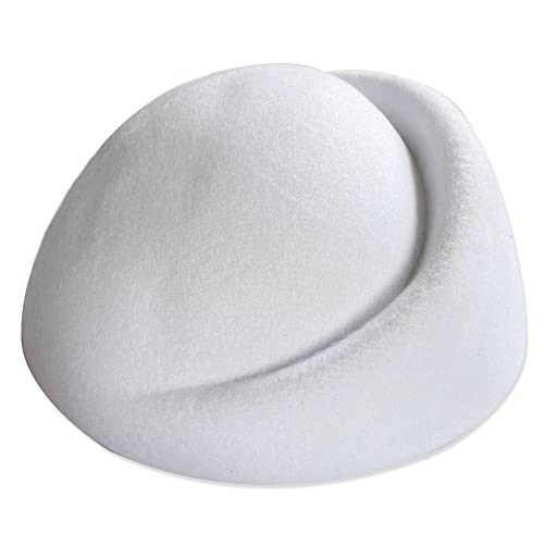 YING LAN Women Wool Cap Stewardess Pillbox Hat Fascinator Base - color: White