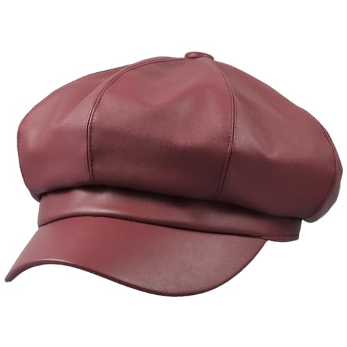 Sportmusies Polyester 8 Panels Newsboy Caps for Women - color: #02red