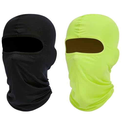 ROXUN Balaclava Ski Mask, 2 Pack Summer Motorcycle UV Protection Shiesty - color: Black+neon Yellow