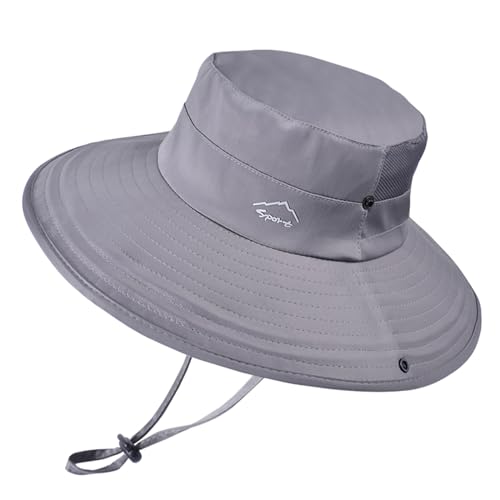 Cooling Sun Hat for Men Women,Wide Brim Bucket Hat Foldable Boonie Hat for Fishing Hiking Garden Safari Beach - color: Light Grey