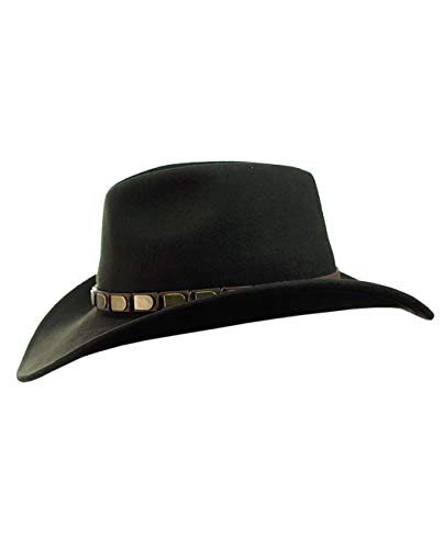 NYFASHION101 Men's Crushable Designed Band Large Brim Wool Outback Fedora Hat - size: Medium