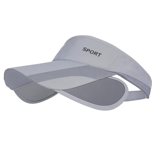 Marrywindix Sport Wear Athletic Visor Sun Sports Visor Hat Adjustable Cap with Retractable Brim for Women and Men - color: Grey