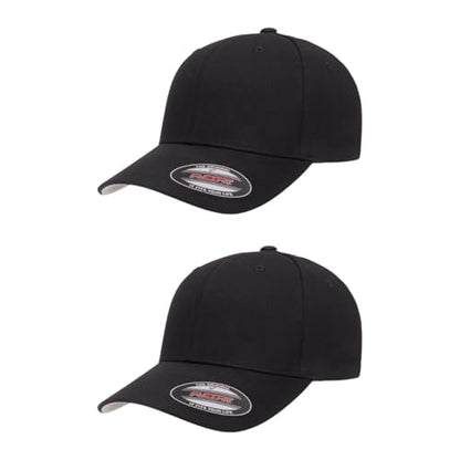 Flexfit 5001 Standard Cotton Twill 6-Panel Fitted Baseball Cap - color: Black, size: Large-X-Large