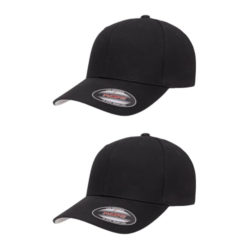 Flexfit 5001 Standard Cotton Twill 6-Panel Fitted Baseball Cap - color: Black, size: Large-X-Large
