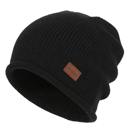 HandZest Unisex Loose Knit Beanie, Lightweight Breathable Spring Fall, Soft Stretchy Daily Outdoor, One Size Fits Most - color: Black
