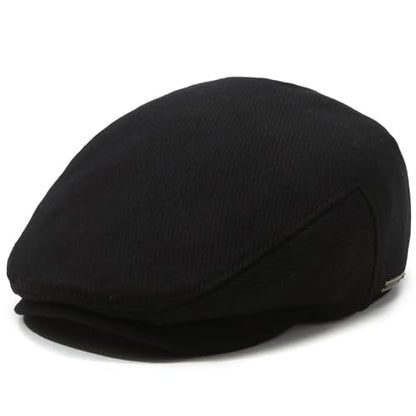 Men's Newsboy Cap with Earflaps Flat Ivy Caps Gatsby Golf Cabbie Hats - color: Black Stripe