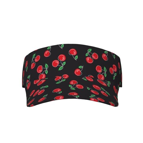 Sports Sun Visor Hats-Adjustable Visor Cap-for Women and Men-for Running, Tennis, Golf - color: Black Cherry Fruit Cute