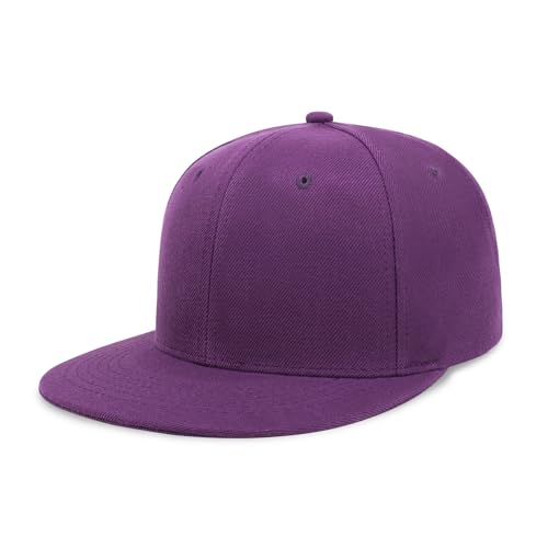 CHOK.LIDS Classic Snapback Flat Bill Hat Blank Adjustable Baseball Cap - color: Purple