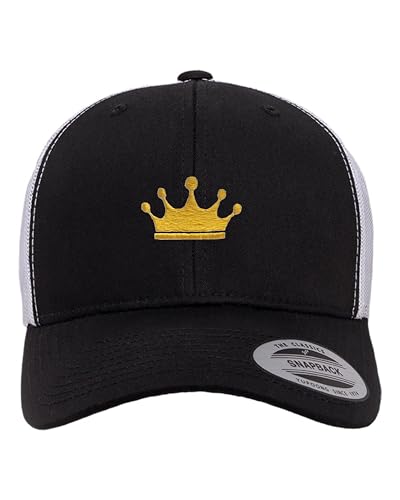 Go All Out Adult Golden Crown Structured Trucker Cap - color: Black/ White