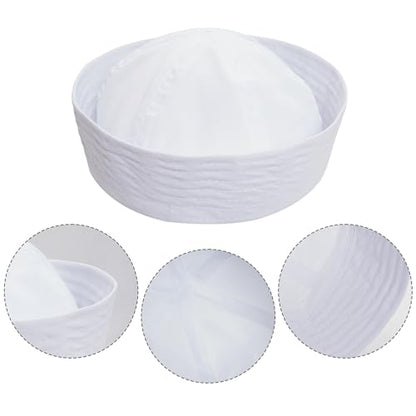 SUMERSHA 2pcs White Sailor Hat for Women Men Navy Captain Hat Yacht Hat Halloween Costume Sailor Cap for Dressing Up Party