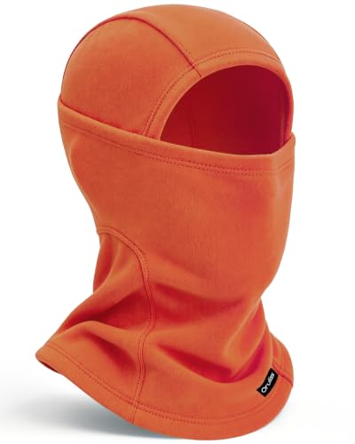 Balaclava Ski Mask for Men Women, Warm Fleece Face Mask Full Cover for Cold Weather Skiing Cycling, Ponytail Friendly - color: Orange