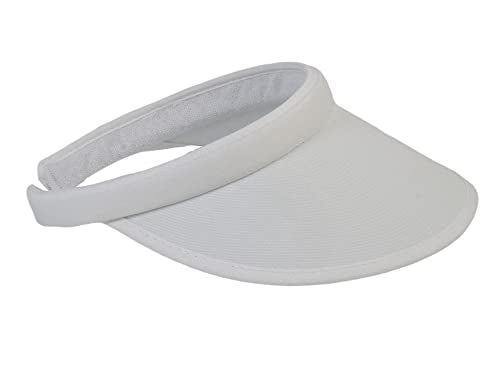 TOP HEADWEAR Sports Cotton Twill Clip-On Visor 3.5 Inch Wide Brim - color: White