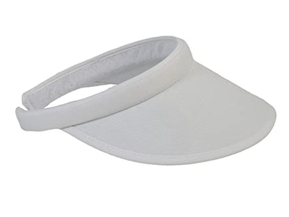 TOP HEADWEAR Sports Cotton Twill Clip-On Visor 3.5 Inch Wide Brim - color: White