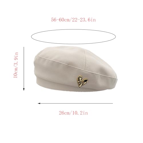 CHIC DIARY French Cotton Beret Hat for Women Adjustable Winter Beret Cap - color: Beige - One Size