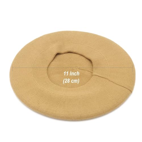 Wheebo Reversible Solid Color French Beret Hat for Women and Girls - color: Camel