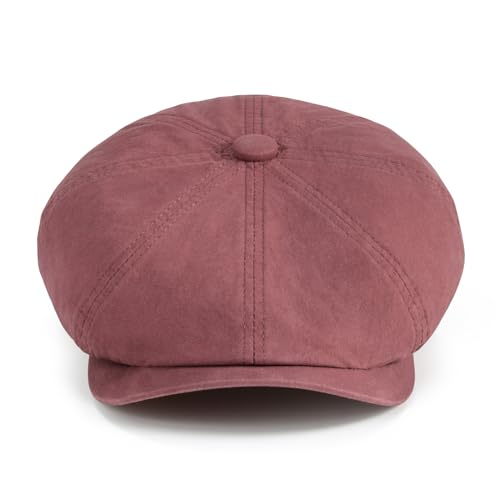 BOTVELA Men's Newsboy Gatsby Hat Cotton Cabbie Cap - color: Burgundy, size: 7 3/4
