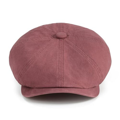 BOTVELA Men's Newsboy Gatsby Hat Cotton Cabbie Cap - color: Burgundy, size: 7 3/4