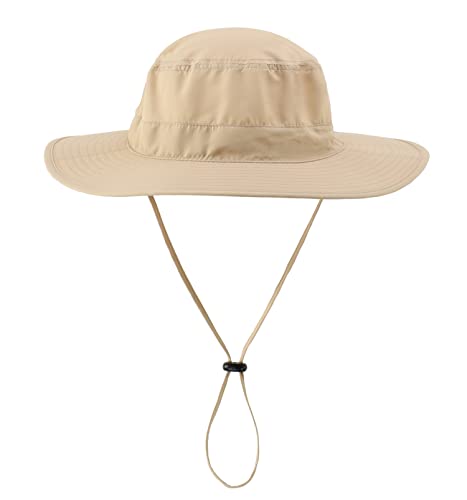 Home Prefer UPF50 Mens Sun Hat with Neck Flap Quick Dry UV Protection Cap Womens Wide Brim Fishing Hat Neck Flap Beach Garden - color: Light Khaki