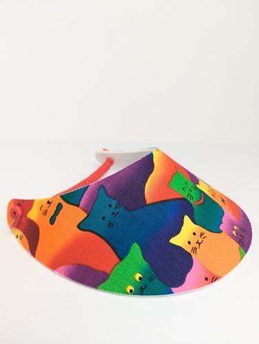 Pickleball - Tennis - Golf - School Fashion Fabric Foam Sun Visor for Women - Adjustable to Any Size Head - No Pressure and No Headache! | Design Cats Red