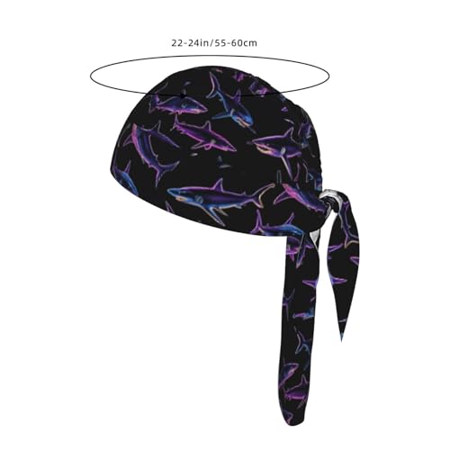 Adjustable Cycling Cap, Quick Dry Sports Bandana Skull Cap Helmet Liner - color: Neon Shark