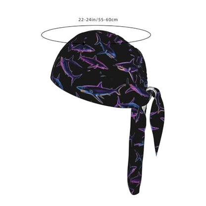 Adjustable Cycling Cap, Quick Dry Sports Bandana Skull Cap Helmet Liner - color: Neon Shark