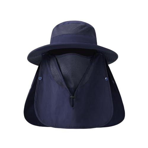 Men's Sun Hat Fishing Hat Boonie Hat UPF 50+ Wide Brim Outdoor Work Hat with Breathable Mesh and Chin Strap for Outwork - color: Green
