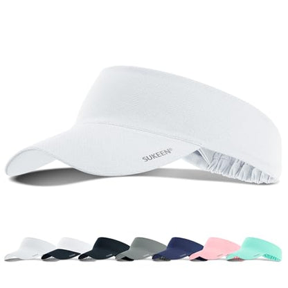 Sukeen Cooling Stretchy Sun Visor for Women Men UV Protection Cooling Hat - color: White