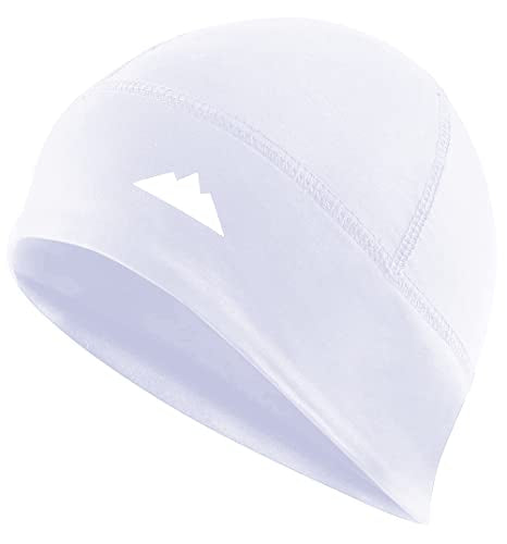 Tough Headwear Thermal Skull Cap - Moisture-Wicking Running Beanie - Wind-Blocking Cycling Cap - 4-Way Stretch Beanie for Men - color: White