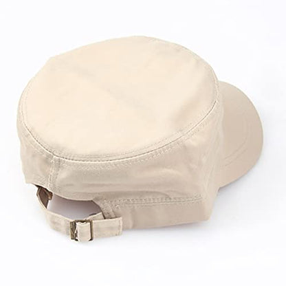 2 Pack Cadet Army Caps Flat Top Military Hats for Men Women - color: Beige