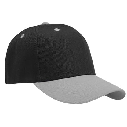 Falari Wholesale Bulk Lot 12-Pack Baseball Cap Adjustable Size Plain Blank Solid Color - color: Black/Grey