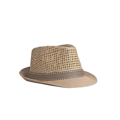 Straw Fedora Hat for Women Men Mesh Trilby Hat Panama Cuban Summer Beach Sun Outdoor - color: Khaki