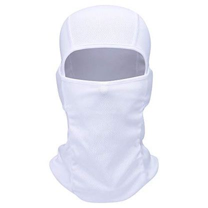 Balaclava Face Mask Adjustable Windproof UV Protection Hood - color: White