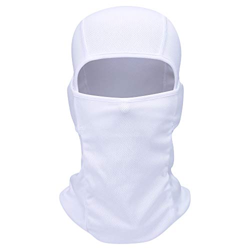 Balaclava Face Mask Adjustable Windproof UV Protection Hood - color: White