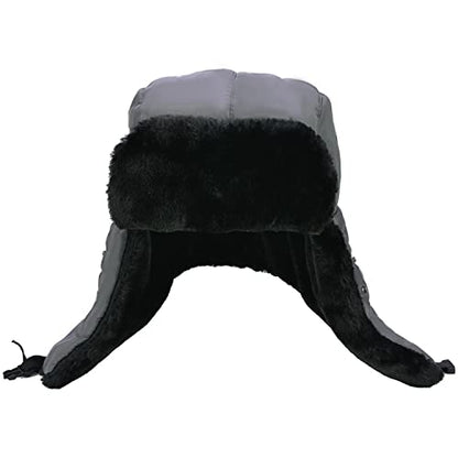 Unisex Winter Trooper Trapper Hat Warm Hats Hunting Hat with Ear Flaps - color: Grey, Black Fur