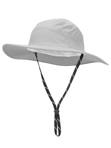 UPF50+ Bucket Hat, Wide Brim Sun Cap - color: Light Grey