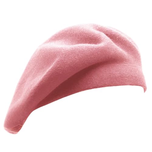 Wheebo Reversible Solid Color French Beret Hat for Women and Girls - color: Pink