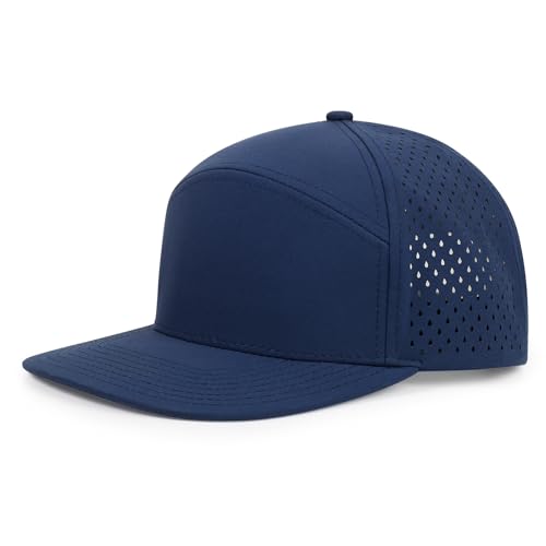 Quick Dry Baseball Cap Flat Brim Snapback Golf Hat for Men Women - color: Navy