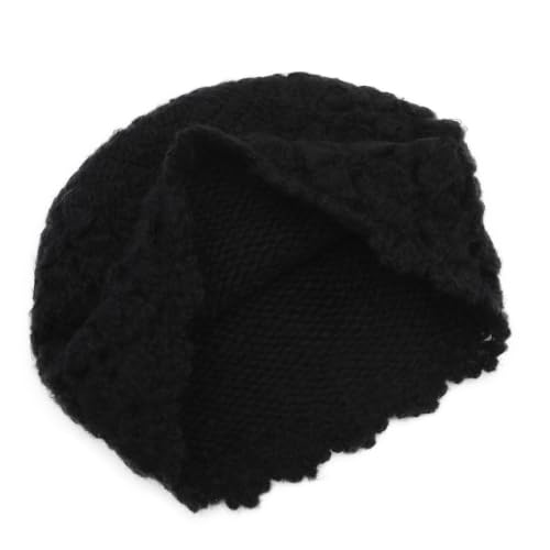 ZLYC Women Winter Crochet Knit Floral Beanie Hat - color: Camellia White, size: One Size