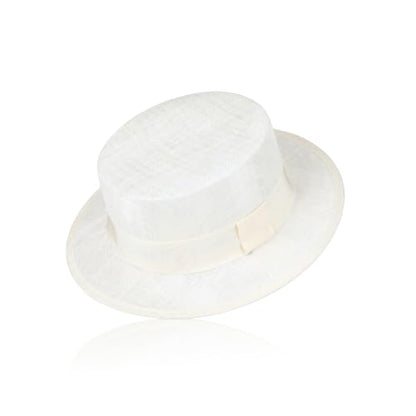 2026 Luxury Handmade Boater Hat, Lightweight Breathable Flax Yarn Summer Hat for Cruise Vacation Photo Essential. - color: White