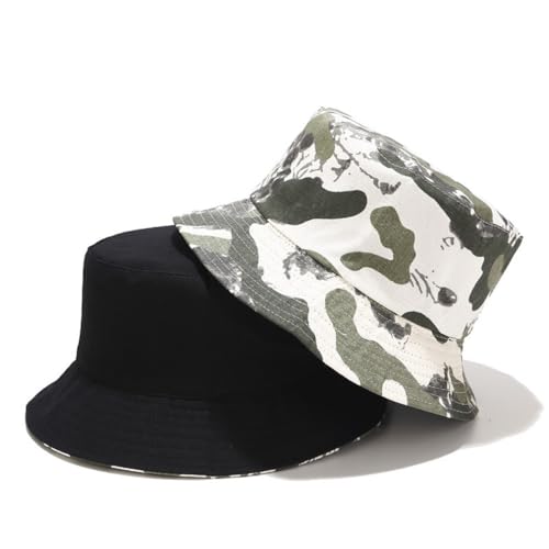 Quanhaigou Reversible Printed Bucket Hat,Summer Beach Outdoor Cap - color: Camo Green